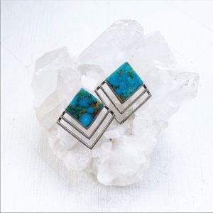 Vintage Zuni sterling silver & turquoise earrings
